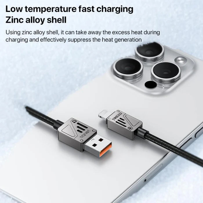 كابل يسيدو Yesido CA135L بطول 1.2 متر (USB-A إلى Lightning) بقوة 12 واط - تصميم مضفر بلونين متميزين وهيكل من سبائك الزنك
