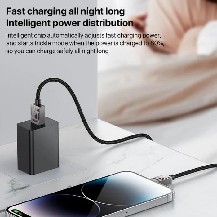 كابل يسيدو Yesido CA135L بطول 1.2 متر (USB-A إلى Lightning) بقوة 12 واط - تصميم مضفر بلونين متميزين وهيكل من سبائك الزنك