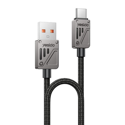كابل يسيِدو Yesido CA135C بطول 1.2 متر (USB-A إلى Type-C) بقوة 18 واط - تصميم مضفر بلونين متميزين وهيكل من سبائك الزنك