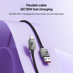 Yesido CA135C 18W USB-A to USB-C Fast Charging Cable – 1.2m Two-Tone Braided Nylon & Zinc Alloy Connectors (3A)