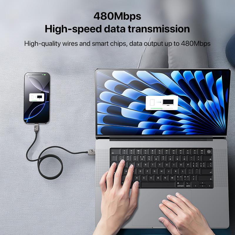 كابل يسيِدو Yesido CA135C بطول 1.2 متر (USB-A إلى Type-C) بقوة 18 واط - تصميم مضفر بلونين متميزين وهيكل من سبائك الزنك
