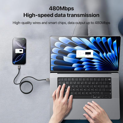 كابل يسيِدو Yesido CA135C بطول 1.2 متر (USB-A إلى Type-C) بقوة 18 واط - تصميم مضفر بلونين متميزين وهيكل من سبائك الزنك