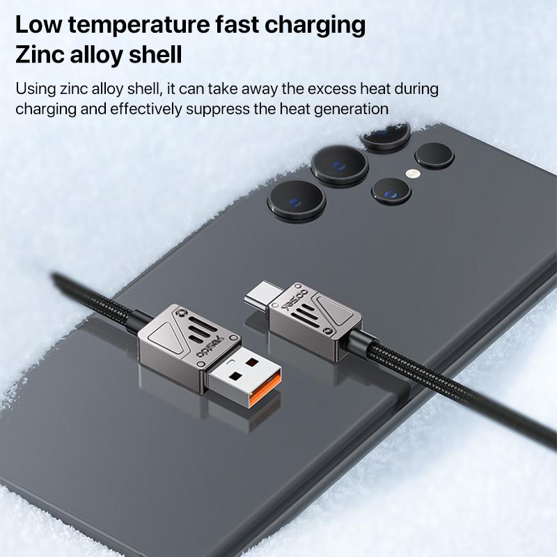 كابل يسيِدو Yesido CA135C بطول 1.2 متر (USB-A إلى Type-C) بقوة 18 واط - تصميم مضفر بلونين متميزين وهيكل من سبائك الزنك