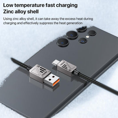كابل يسيِدو Yesido CA135C بطول 1.2 متر (USB-A إلى Type-C) بقوة 18 واط - تصميم مضفر بلونين متميزين وهيكل من سبائك الزنك