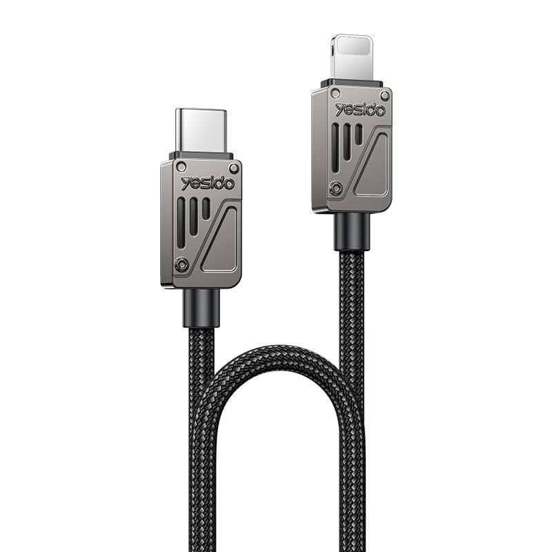 كابل يسيدو Yesido CA195 بقوة 27 واط (Type-C إلى Lightning) بطول 1.2 متر - تصميم معدني وقماش مضفر