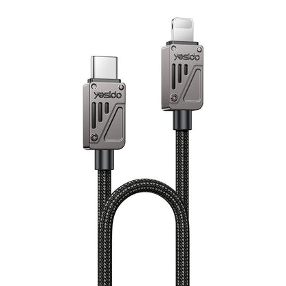 كابل يسيدو Yesido CA195 بقوة 27 واط (Type-C إلى Lightning) بطول 1.2 متر - تصميم معدني وقماش مضفر