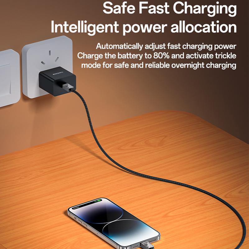 كابل يسيدو Yesido CA195 بقوة 27 واط (Type-C إلى Lightning) بطول 1.2 متر - تصميم معدني وقماش مضفر