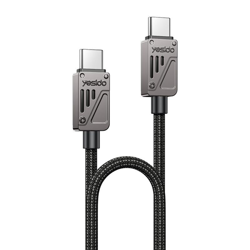 كابل يسيدو Yesido CA196 بقوة 60 واط (Type-C إلى Type-C) بطول 1.2 متر - تصميم من سبائك الزنك والقماش المضفر