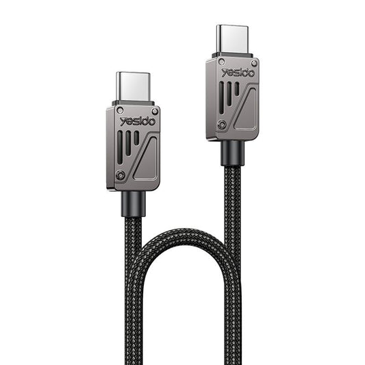 Yesido CA196 60W 3A USB-C to USB-C Zinc Alloy Data Cable – 1.2m Durable Braided Design (Black)