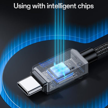 كابل يسيدو Yesido CA196 بقوة 60 واط (Type-C إلى Type-C) بطول 1.2 متر - تصميم من سبائك الزنك والقماش المضفر