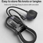 Yesido CA136C 2-in-1 60W USB-C to USB-C & Apple Watch Magnetic Charging Cable – Premium Braided Nylon Armor