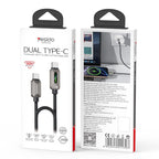 Yesido CA198 Glowing Type-C to Type-C Data Cable – 60W PD Fast Charging, 1.2m Durable Braided Design (Black)