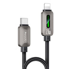Yesido CA199 Glowing Type-C to Lightning Data Cable – 27W Fast Charging, 1.2m Durable Braided Design (Gray)