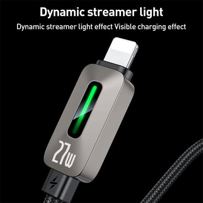 كابل يسيدو Yesido CA199 المضيء (Type-C إلى Lightning) بقوة 27 واط وطول 1.2 متر - رمادي