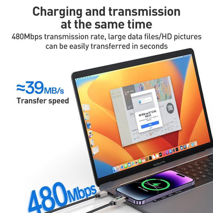 كابل يسيدو Yesido CA199 المضيء (Type-C إلى Lightning) بقوة 27 واط وطول 1.2 متر - رمادي