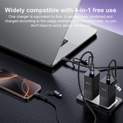 Yesido CA200 4-in-1 Fast Charging & Data Cable – 1.2m Durable Braided Design, 60W Power Delivery (Black)
