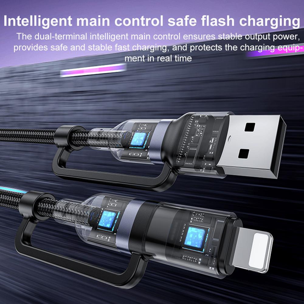 Yesido CA200 4-in-1 Fast Charging & Data Cable – 1.2m Durable Braided Design, 60W Power Delivery (Black)