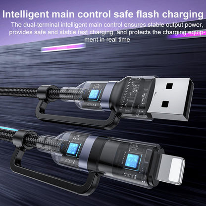 Yesido CA200 4-in-1 Fast Charging & Data Cable – 1.2m Durable Braided Design, 60W Power Delivery (Black)