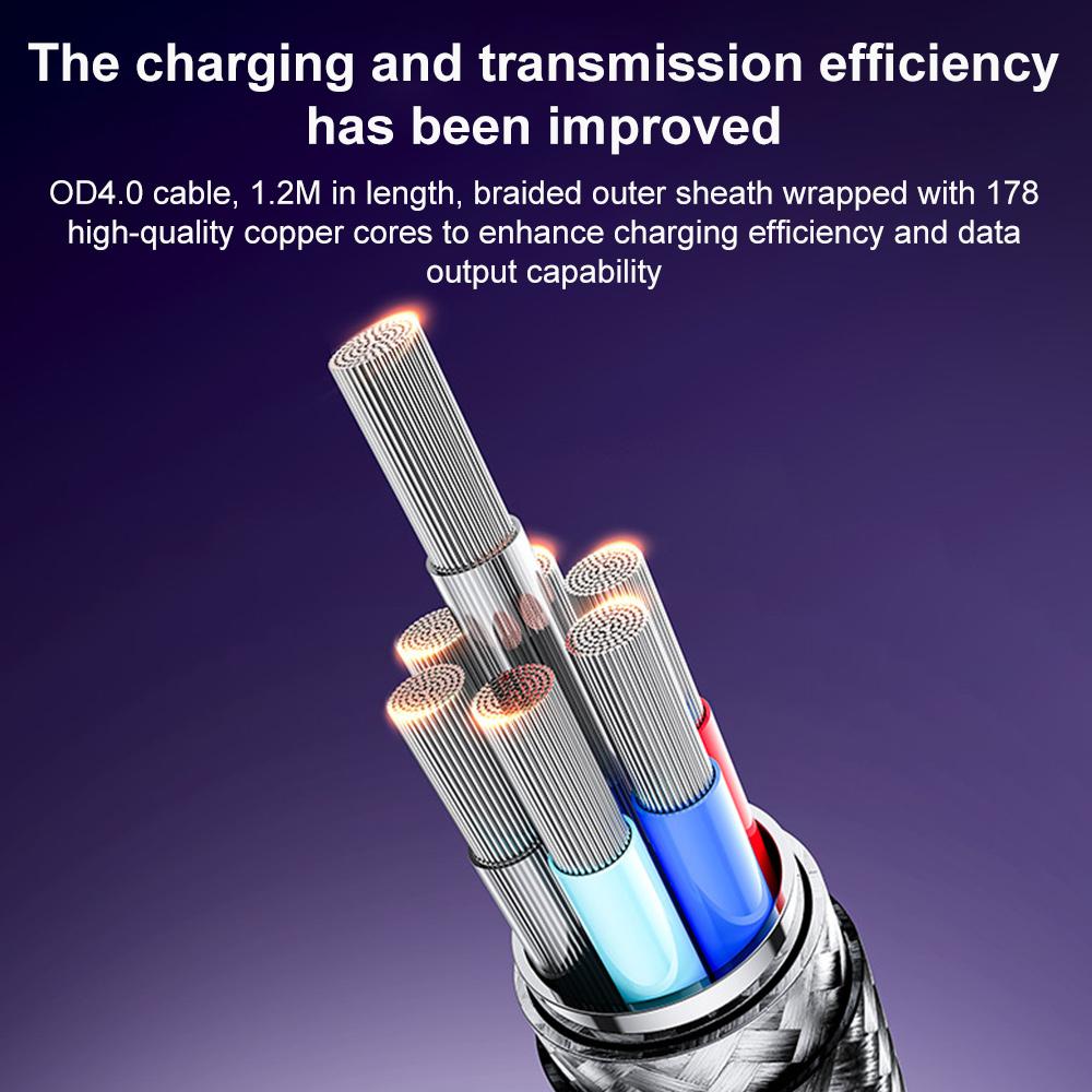 Yesido CA200 4-in-1 Fast Charging & Data Cable – 1.2m Durable Braided Design, 60W Power Delivery (Black)