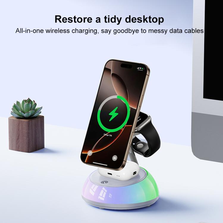 Yesido DS31 3-in-1 Magnetic Wireless Charging Stand with 5-Mode RGB Atmosphere Light