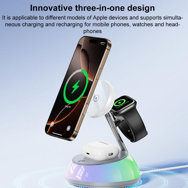 Yesido DS31 3-in-1 Magnetic Wireless Charging Stand with 5-Mode RGB Atmosphere Light