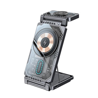 Yesido DS25 3-in-1 Foldable Magnetic Wireless Charging Station with Mirror Finish