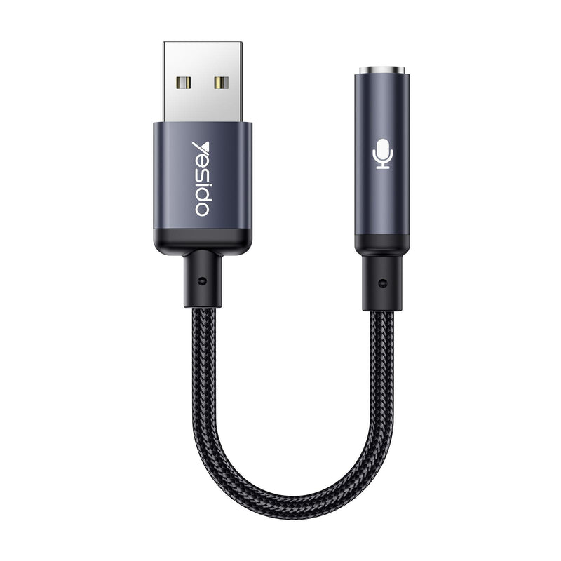 Yesido YAU46 USB to 3.5mm Digital Audio Jack Adapter – Premium DAC Chip (16bit/48KHZ), Aluminum Alloy Connectors & TPE Cable Supporting Voice Calls