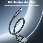 Yesido YAU46 USB to 3.5mm Digital Audio Jack Adapter – Premium DAC Chip (16bit/48KHZ), Aluminum Alloy Connectors & TPE Cable Supporting Voice Calls