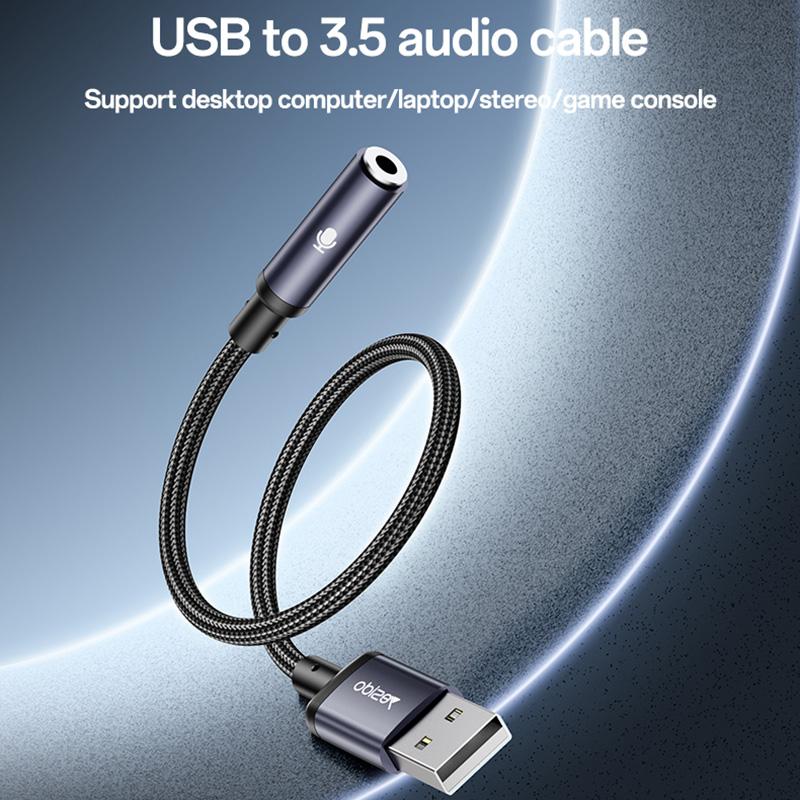Yesido YAU46 USB to 3.5mm Digital Audio Jack Adapter – Premium DAC Chip (16bit/48KHZ), Aluminum Alloy Connectors & TPE Cable Supporting Voice Calls