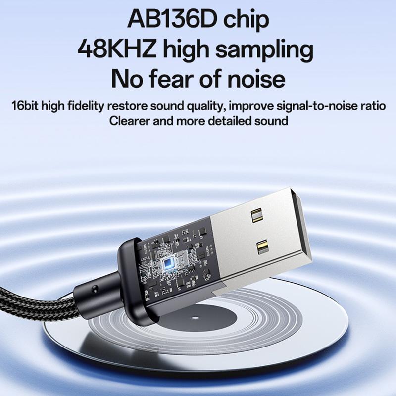 Yesido YAU46 USB to 3.5mm Digital Audio Jack Adapter – Premium DAC Chip (16bit/48KHZ), Aluminum Alloy Connectors & TPE Cable Supporting Voice Calls