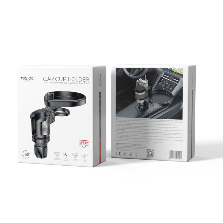 Yesido C180 3-in-1 Multifunctional Car Cup and Water Holder (Black)