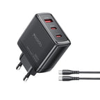 Yesido YC144C 65W GaN Fast Charger – 3 Ports (2C+1A) with 1.2m Type-C to Type-C Cable