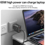 Yesido YC144C 65W GaN Fast Charger – 3 Ports (2C+1A) with 1.2m Type-C to Type-C Cable