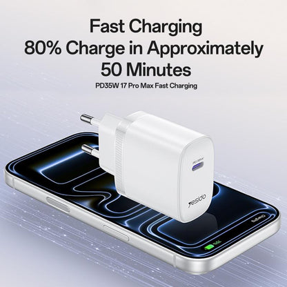 Yesido YC107 35W Single Port Fast Wall Charger – Type-C PD with Type-C to Type-C Cable