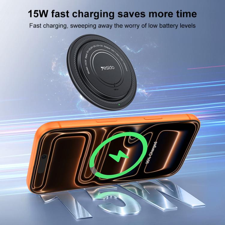 Yesido DS39 15W Desktop Pad Magnetic Wireless Fast Charger with Smart Positioning