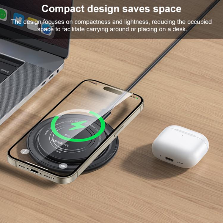 Yesido DS39 15W Desktop Pad Magnetic Wireless Fast Charger with Smart Positioning