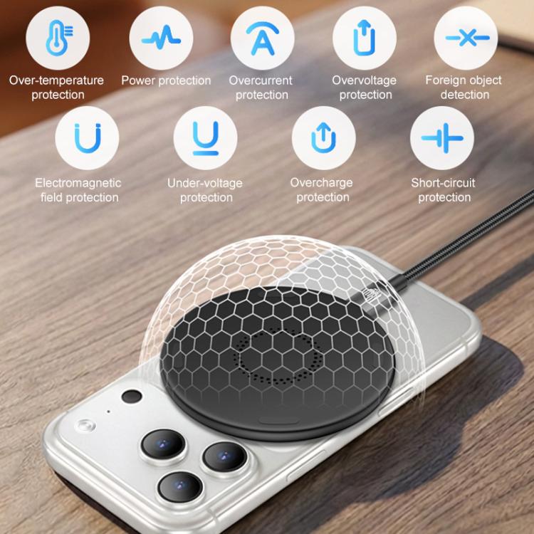 Yesido DS39 15W Desktop Pad Magnetic Wireless Fast Charger with Smart Positioning