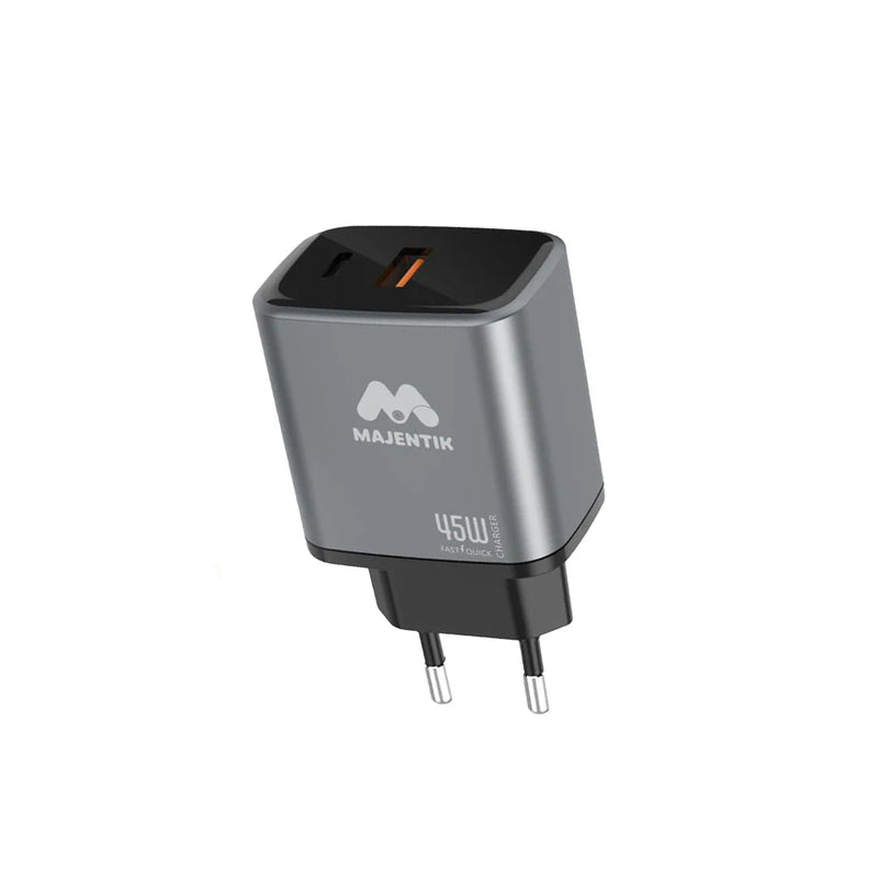 Majentik MC-006 45W GaN Fast Charger – Dual Port USB & PD Compact Wall Charger