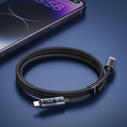 كابل يسيدو Yesido CA157 بطول 1.2 متر (Type-C إلى Lightning) بقوة 27 واط - مزود بشاشة LED لعرض سرعة الشحن