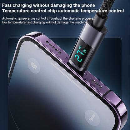 كابل يسيدو Yesido CA157 بطول 1.2 متر (Type-C إلى Lightning) بقوة 27 واط - مزود بشاشة LED لعرض سرعة الشحن
