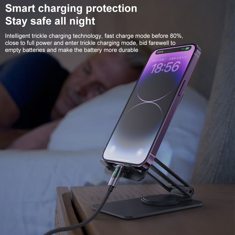 كابل يسيدو Yesido CA157 بطول 1.2 متر (Type-C إلى Lightning) بقوة 27 واط - مزود بشاشة LED لعرض سرعة الشحن
