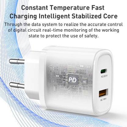 Yesido YC47 20W Fast Home Charger Set – Dual Port (USB + Type-C) with 1m Type-C to Lightning Cable