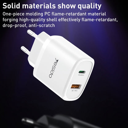 Yesido YC47 20W Fast Home Charger Set – Dual Port (USB + Type-C) with 1m Type-C to Lightning Cable