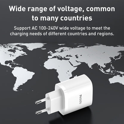Yesido YC47 20W Fast Home Charger Set – Dual Port (USB + Type-C) with 1m Type-C to Lightning Cable