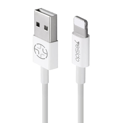 Yesido CA22 Standard 8-Pin Lightning Fast Charging Data Cable – 1.2m Flexible Round Armor Cable for iPhone (2.4A Max / White)