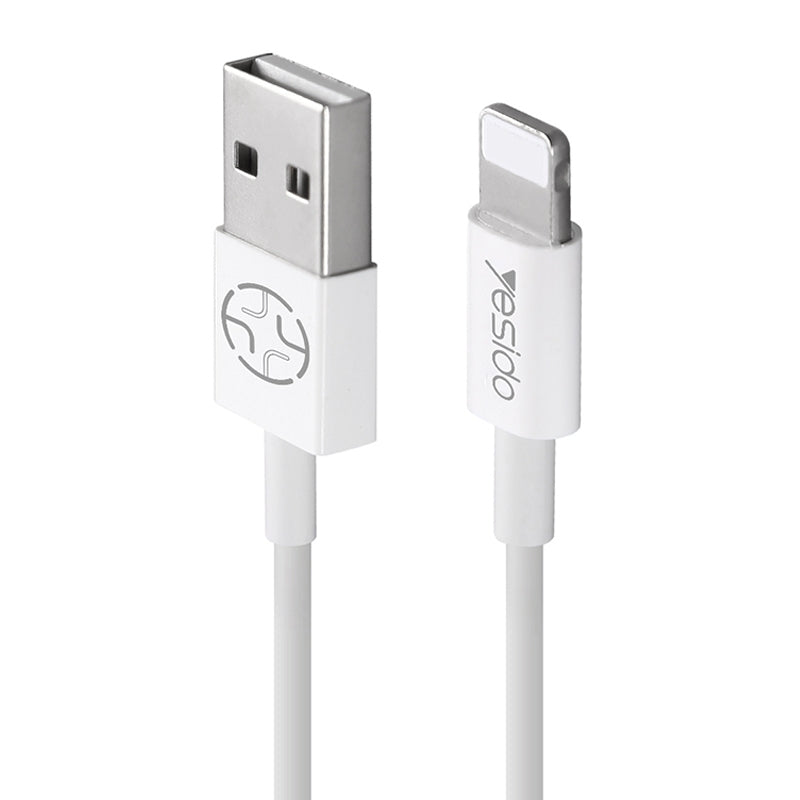 Yesido CA22 Standard 8-Pin Lightning Fast Charging Data Cable – 1.2m Flexible Round Armor Cable for iPhone (2.4A Max / White)
