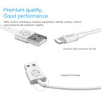 Yesido CA22 Standard 8-Pin Lightning Fast Charging Data Cable – 1.2m Flexible Round Armor Cable for iPhone (2.4A Max / White)