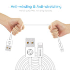 Yesido CA22 Standard 8-Pin Lightning Fast Charging Data Cable – 1.2m Flexible Round Armor Cable for iPhone (2.4A Max / White)