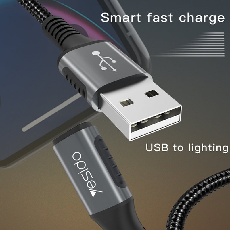 Yesido CA36 Micro USB Fast Charging Data Cable – 1.2m Heavy-Duty Cotton Braided Armor with USB 3.0 Interface & Metal Shell (3A Max)