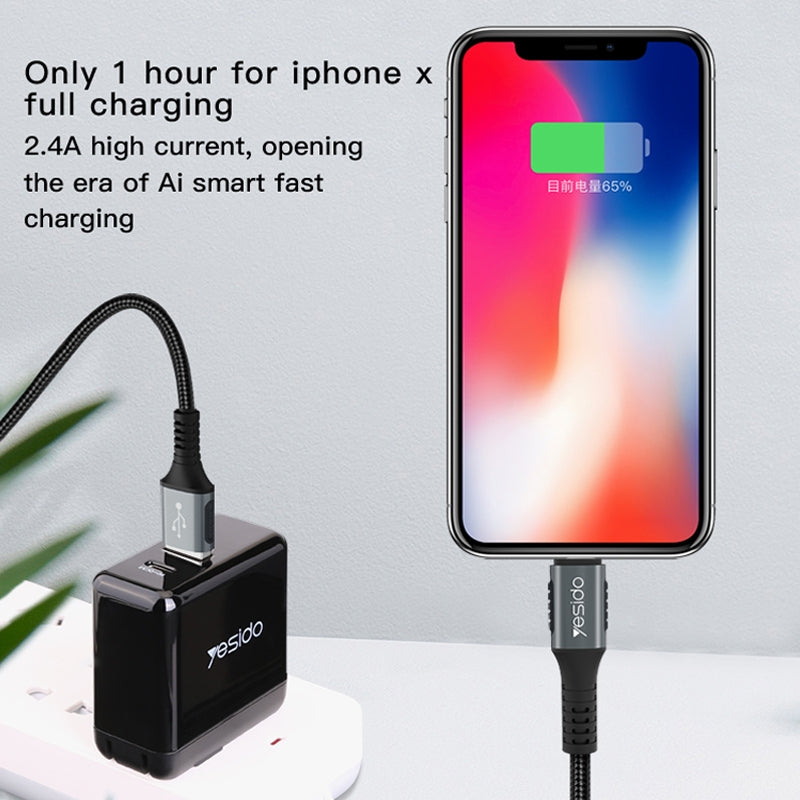 Yesido CA36 Micro USB Fast Charging Data Cable – 1.2m Heavy-Duty Cotton Braided Armor with USB 3.0 Interface & Metal Shell (3A Max)